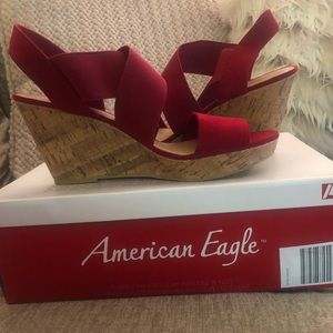 American Eagle Outfitters Red Wedges